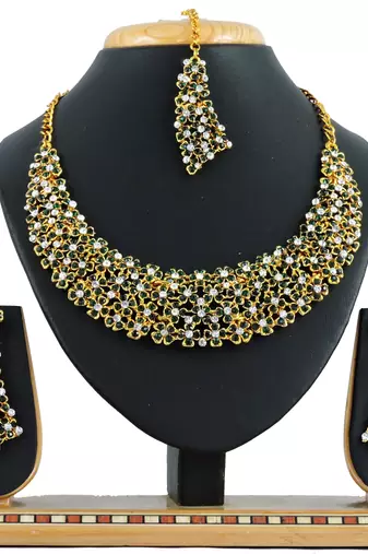 Green designer function wear ad necklace set