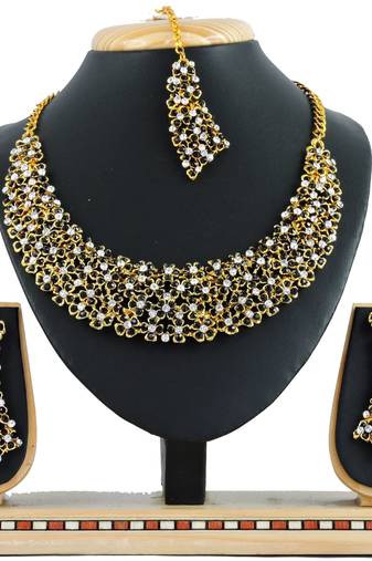 Black designer function wear ad necklace set