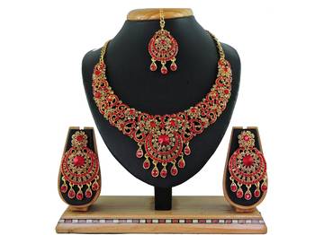 Red designer function wear ad necklace set 1