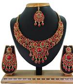 Red designer function wear ad necklace set