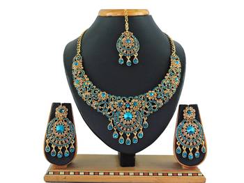 Turquoise designer function wear ad necklace set 1