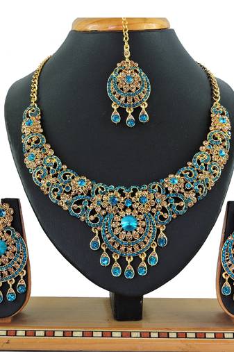 Turquoise designer function wear ad necklace set
