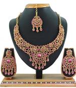 Pink designer function wear ad necklace set