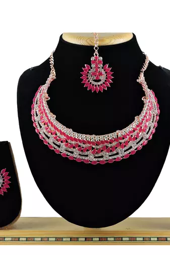 Blue designer function wear ad necklace set