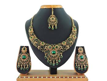 Green designer function wear ad necklace set 1