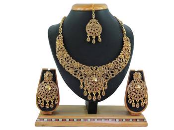 Gold designer function wear ad necklace set 1