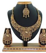 Gold designer function wear ad necklace set
