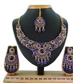Blue designer function wear ad necklace set