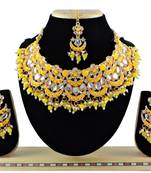 Yellow designer function wear ad necklace set
