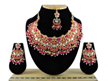 Red designer function wear ad necklace set 1