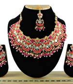 Red designer function wear ad necklace set