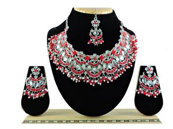 Red designer function wear ad necklace set 1