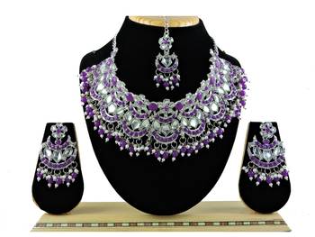 Purple designer function wear ad necklace set 1