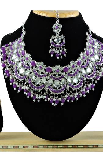 Purple designer function wear ad necklace set