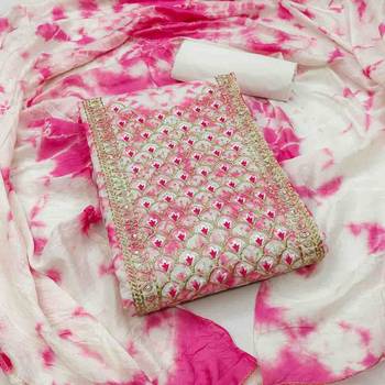 Women's pink embroidered dress material 2