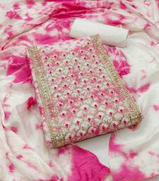 Women's pink embroidered dress material