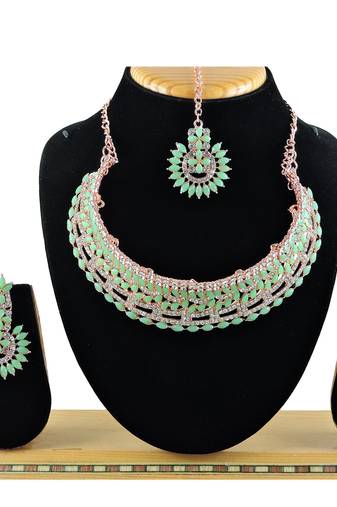 Blue designer function wear ad necklace set