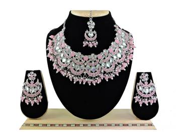 Pink designer function wear ad necklace set 1