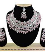 Pink designer function wear ad necklace set