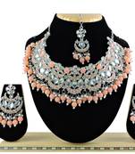Orange designer function wear ad necklace set