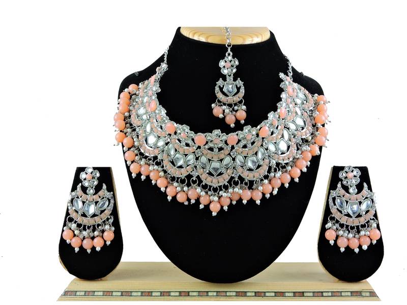 Orange designer function wear ad necklace set