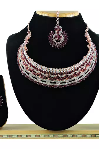 Blue designer function wear ad necklace set