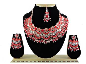 Red designer function wear ad necklace set 1