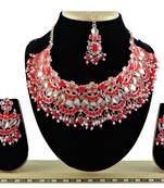 Red designer function wear ad necklace set