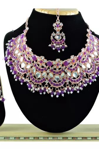 Purple designer function wear ad necklace set