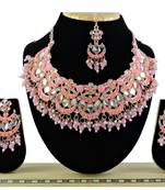 Pink designer function wear ad necklace set