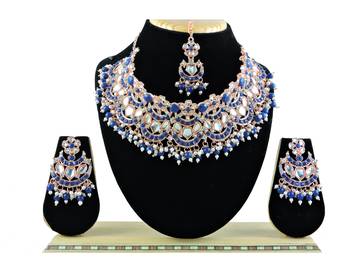 Blue designer function wear ad necklace set 1