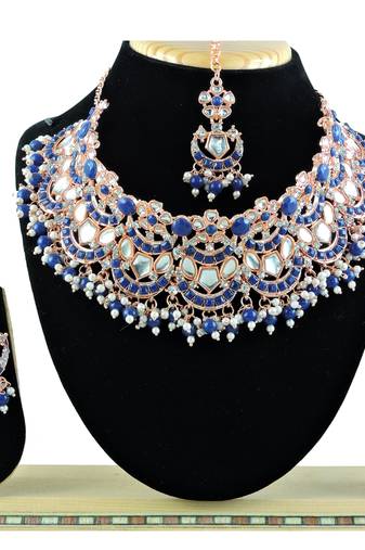 Blue designer function wear ad necklace set