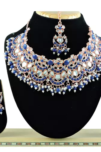 Blue designer function wear ad necklace set