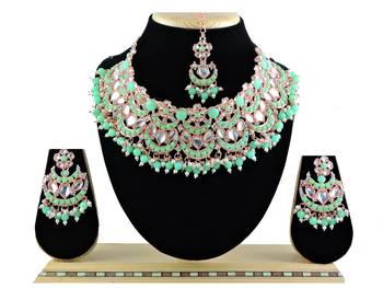 Green designer function wear ad necklace set 1