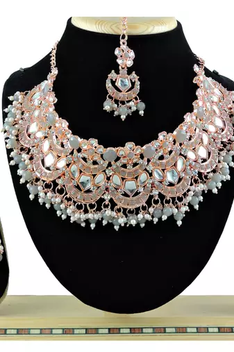 Grey designer function wear ad necklace set