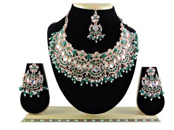 Green designer function wear ad necklace set 1