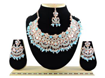 Turquoise designer function wear ad necklace set 1