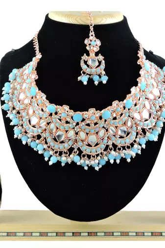 Turquoise designer function wear ad necklace set