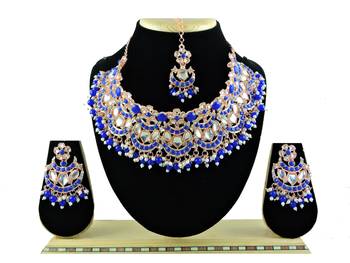 Blue designer function wear ad necklace set 1