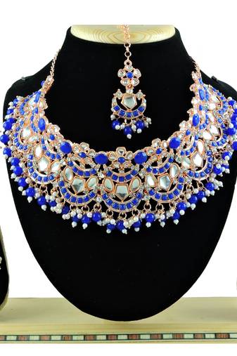 Blue designer function wear ad necklace set