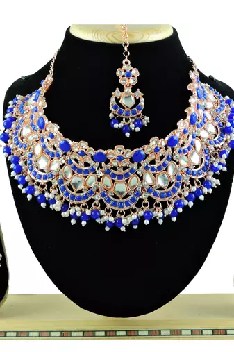Blue designer function wear ad necklace set