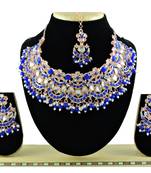 Blue designer function wear ad necklace set