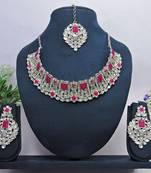 Pink designer function wear ad necklace set