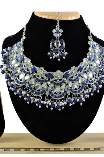 Blue designer function wear ad necklace set