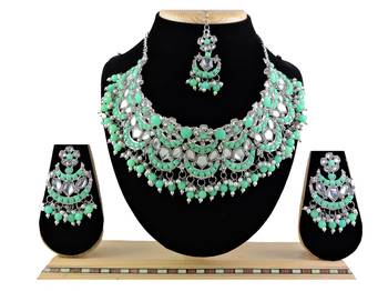 Green designer function wear ad necklace set 1