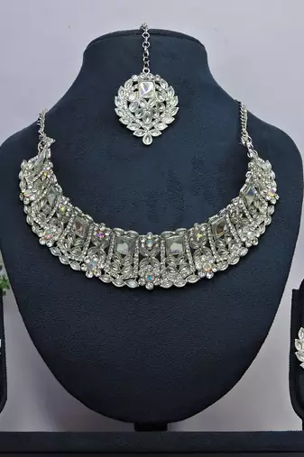 Orange designer function wear ad necklace set