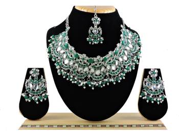 Green designer function wear ad necklace set 1