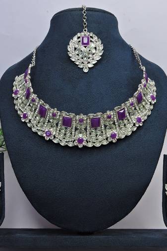 Blue designer function wear ad necklace set