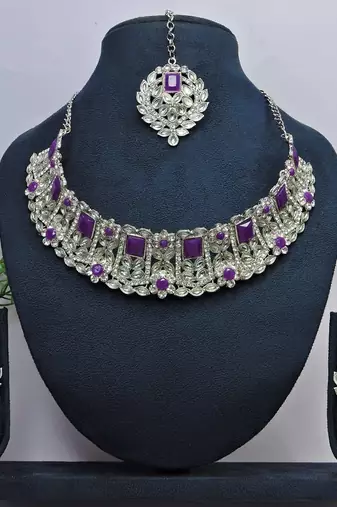 Blue designer function wear ad necklace set