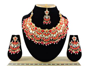 Red designer function wear ad necklace set 1
